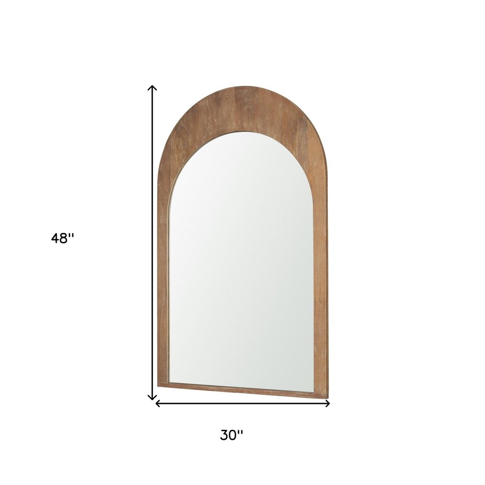 48" Light Brown Solid Wood Arch Framed Accent Mirror HomeRoots