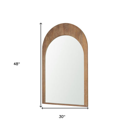 48" Light Brown Solid Wood Arch Framed Accent Mirror HomeRoots