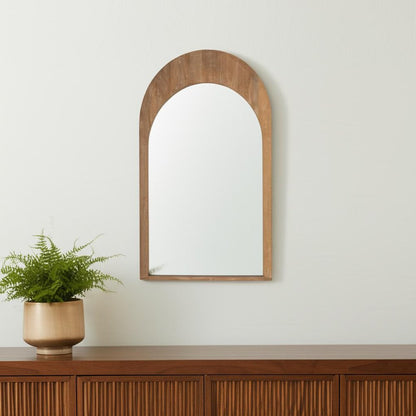 48" Light Brown Solid Wood Arch Framed Accent Mirror HomeRoots