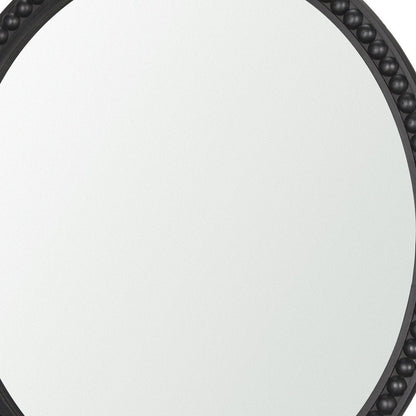 30" Black Solid Wood Beaded Round Framed Accent Mirror HomeRoots