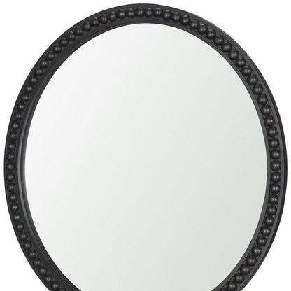 30" Black Solid Wood Beaded Round Framed Accent Mirror HomeRoots