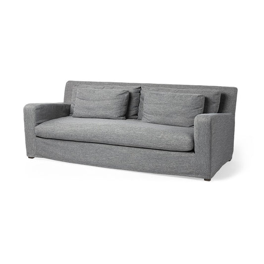 93" Dark Gray Slipcovered Fabric Sofa With Toss Pillows HomeRoots