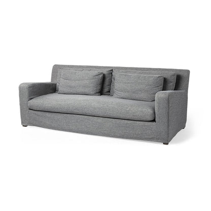 93" Dark Gray Slipcovered Fabric Sofa With Toss Pillows HomeRoots