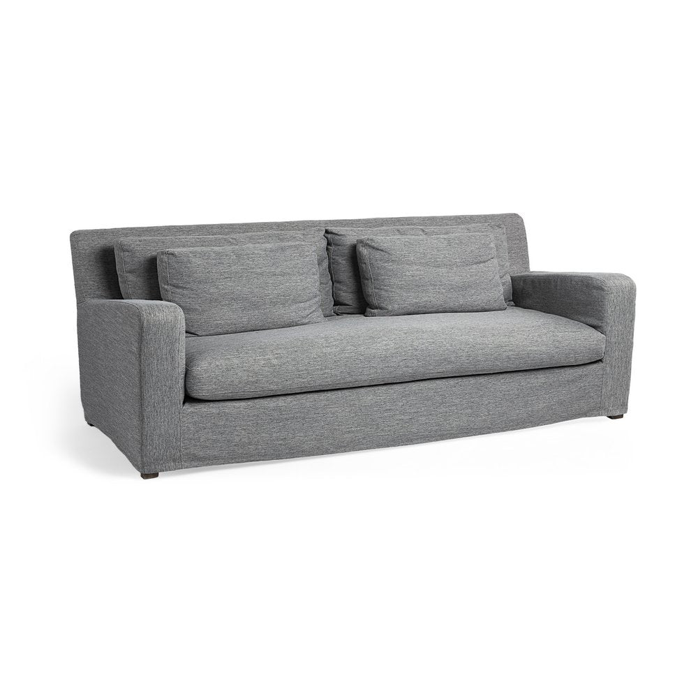 93" Dark Gray Slipcovered Fabric Sofa With Toss Pillows HomeRoots