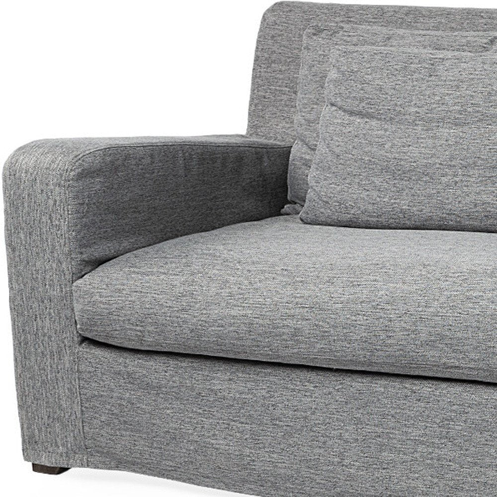 93" Dark Gray Slipcovered Fabric Sofa With Toss Pillows HomeRoots