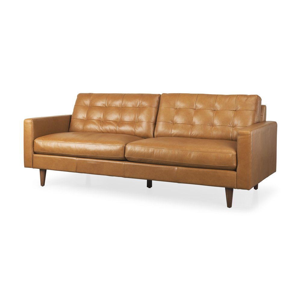 88" Brown Leather Sofa HomeRoots