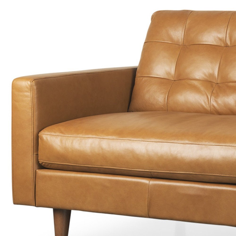 88" Brown Leather Sofa HomeRoots