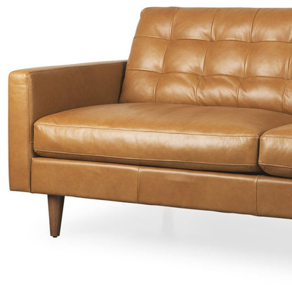88" Brown Leather Sofa HomeRoots