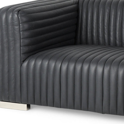 83" Black Leather Sofa With Silver Legs HomeRoots
