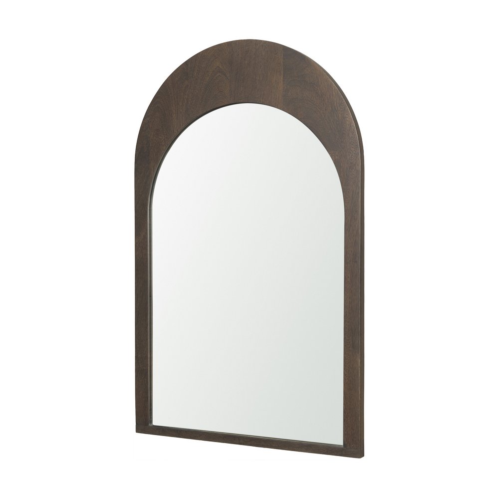 36" Brown Solid Wood Arch Framed Accent Mirror HomeRoots