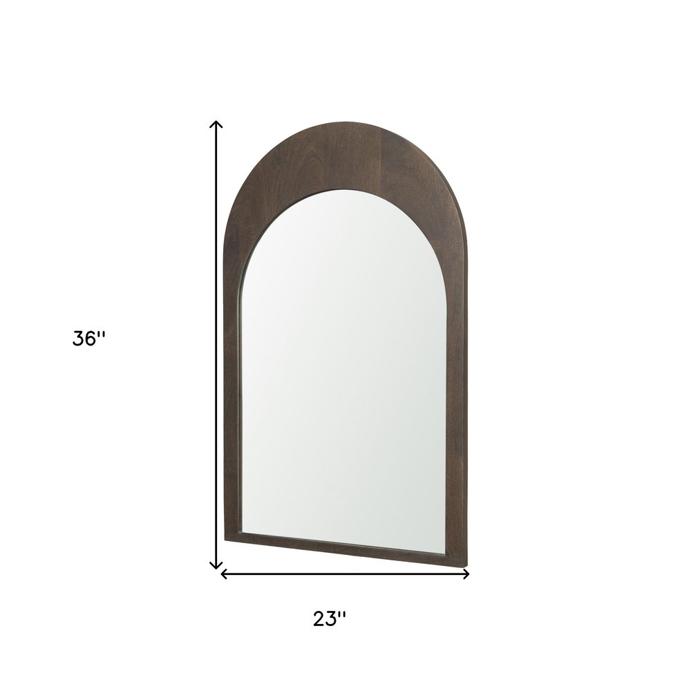36" Brown Solid Wood Arch Framed Accent Mirror HomeRoots