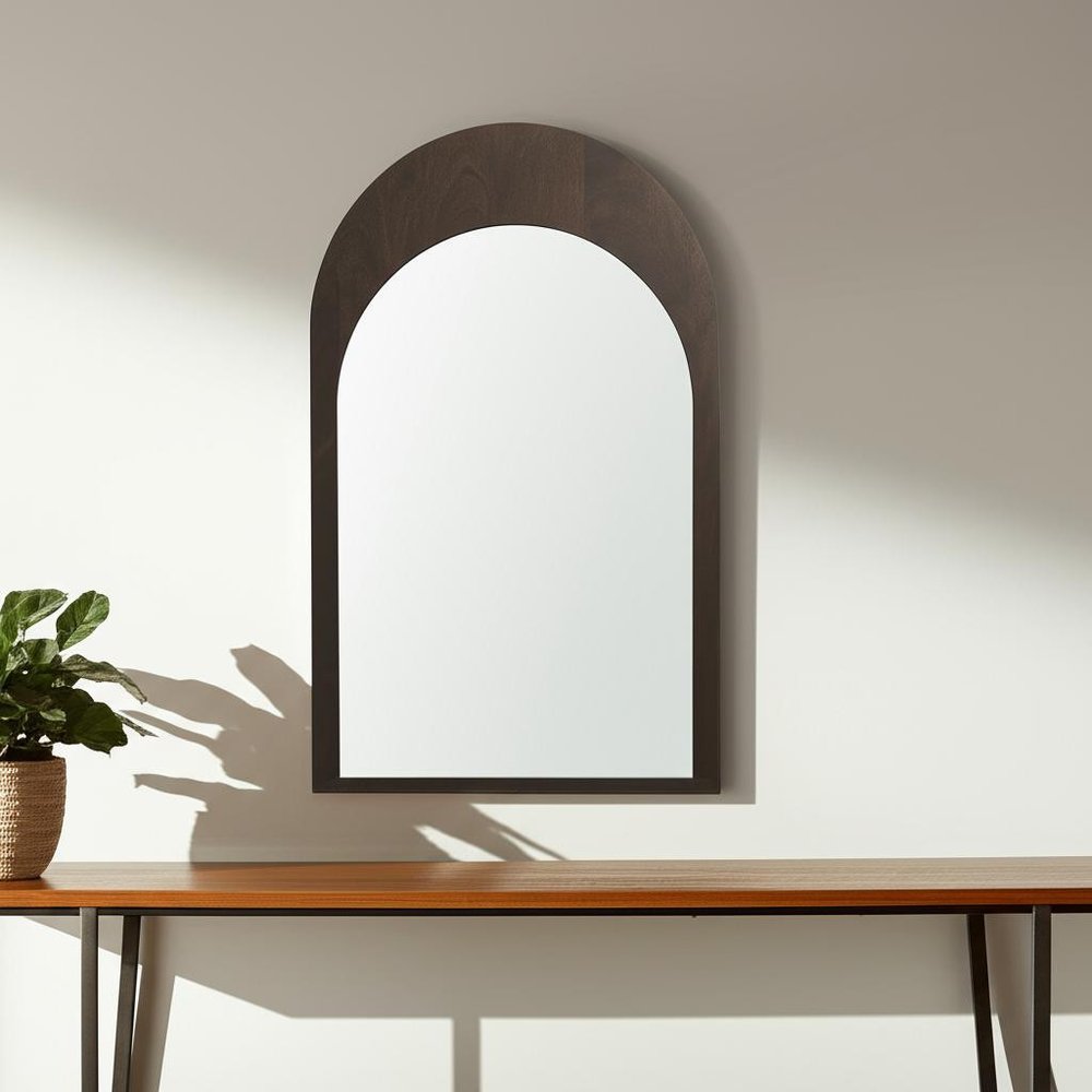 36" Brown Solid Wood Arch Framed Accent Mirror HomeRoots