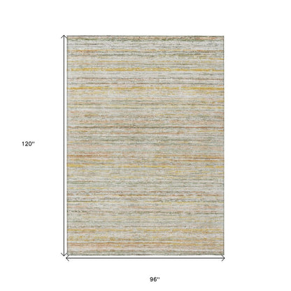 8' X 10' Sage Striped Washable Indoor Outdoor Area Rug