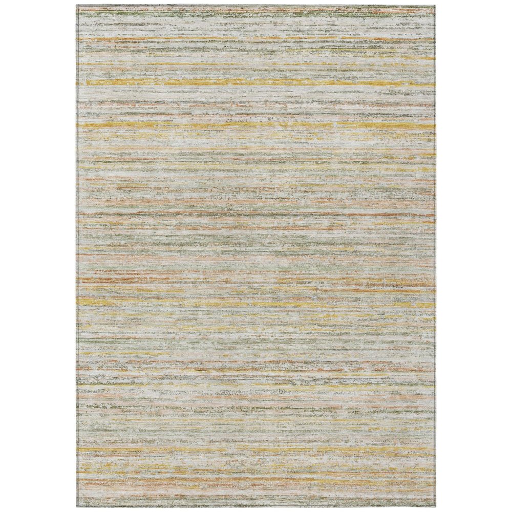 8' X 10' Sage Striped Washable Indoor Outdoor Area Rug