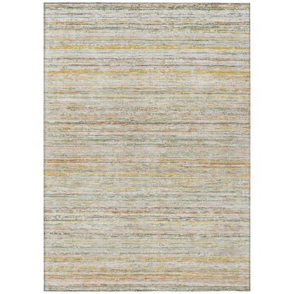 8' X 10' Sage Striped Washable Indoor Outdoor Area Rug