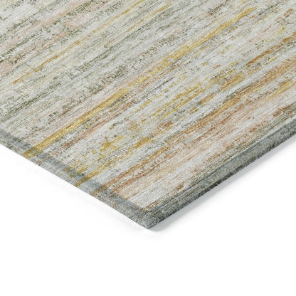 8' X 10' Sage Striped Washable Indoor Outdoor Area Rug