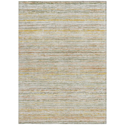 8' X 10' Sage Striped Washable Indoor Outdoor Area Rug