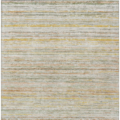 8' X 10' Sage Striped Washable Indoor Outdoor Area Rug