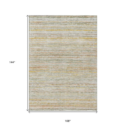 8' X 10' Sage Striped Washable Indoor Outdoor Area Rug