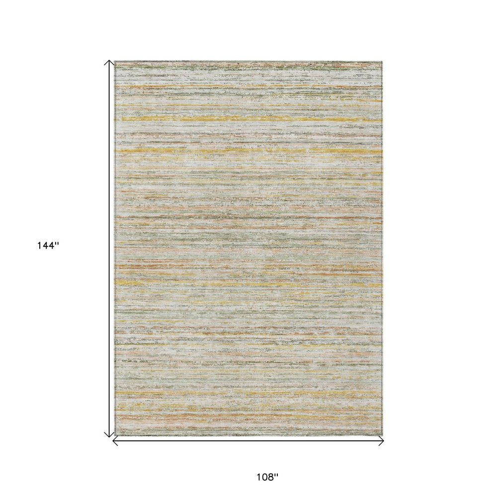 8' X 10' Sage Striped Washable Indoor Outdoor Area Rug HomeRoots
