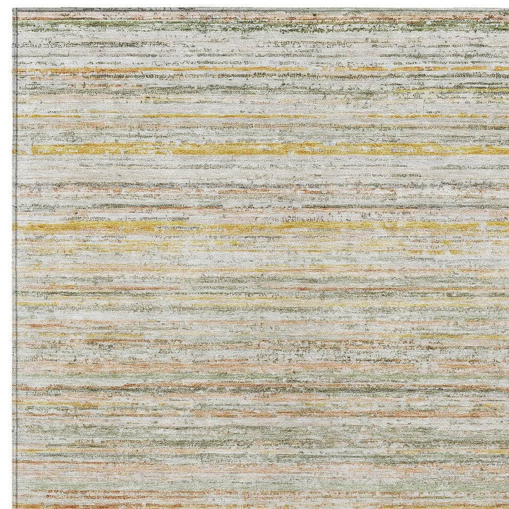 8' X 10' Sage Striped Washable Indoor Outdoor Area Rug — view 11