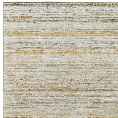 8' X 10' Sage Striped Washable Indoor Outdoor Area Rug HomeRoots