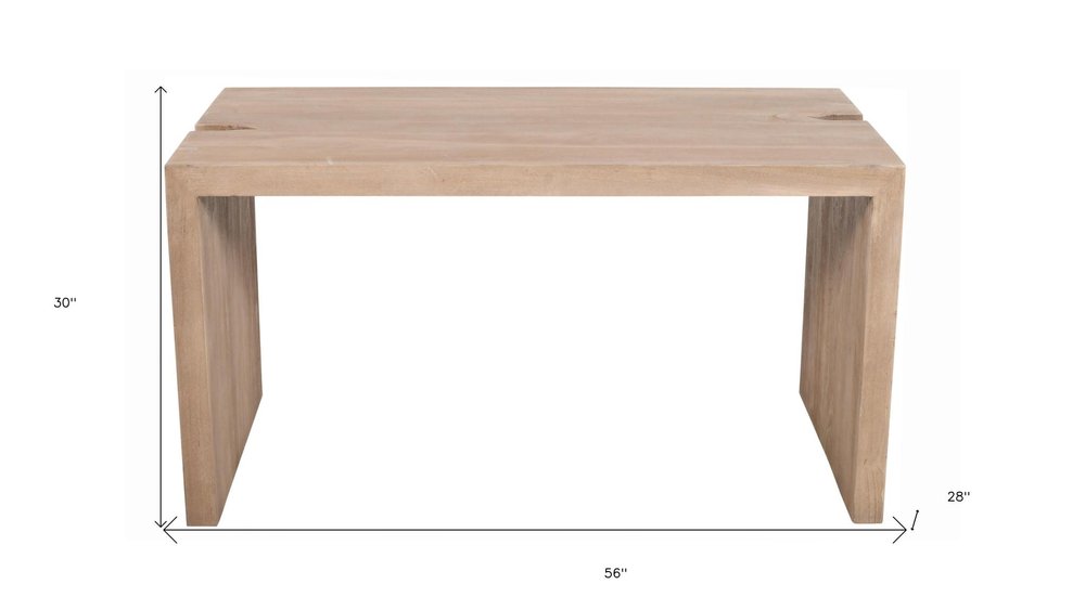 56" Ivory Reclaimed Wood Sled Writing Desk