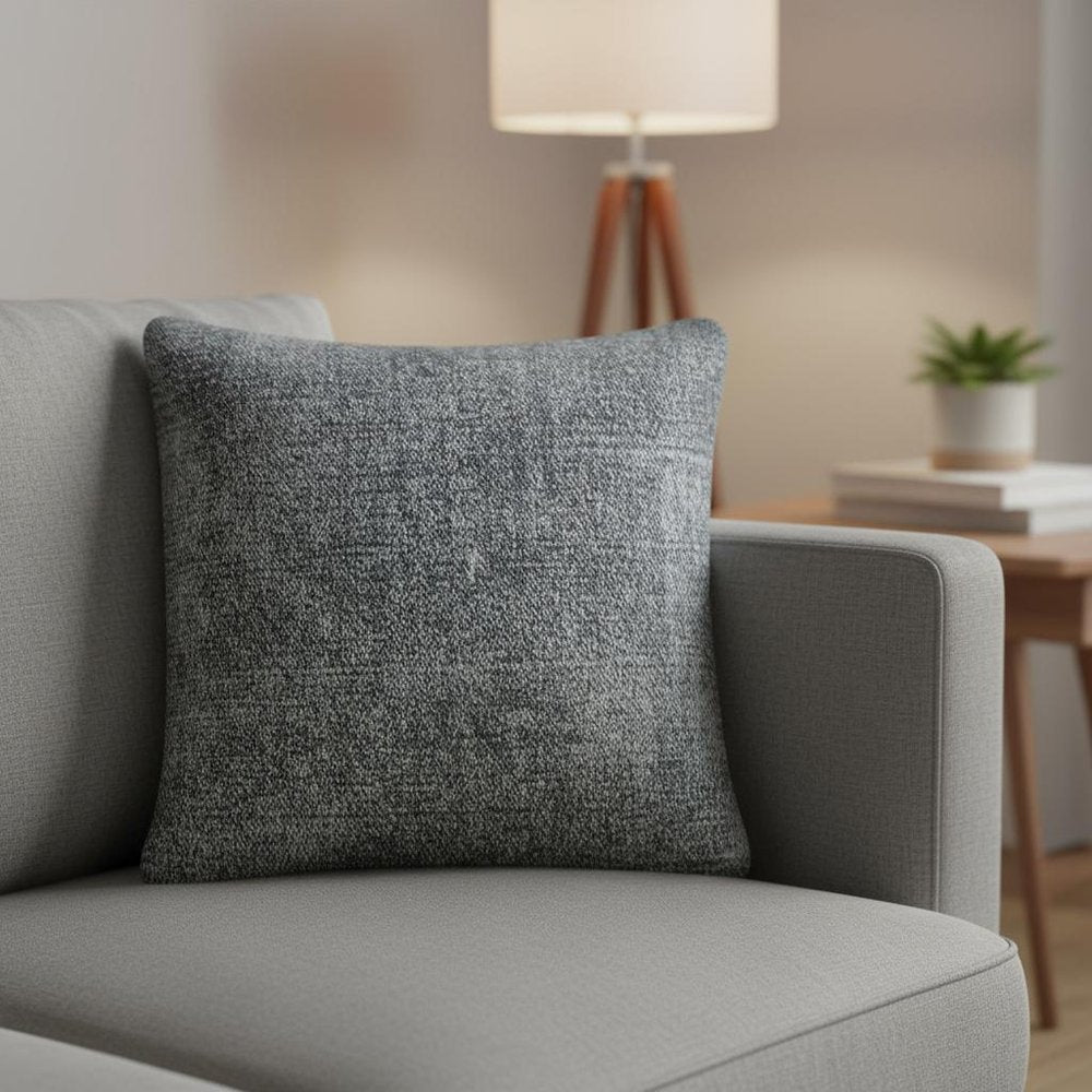 21" Dark Gray Splatter Linen Throw Pillow Cover — view 5