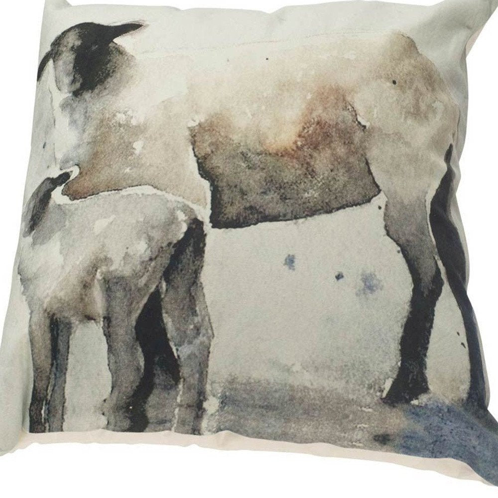 18" Gray Black And Cream Linen Throw Pillow Cover — view 3