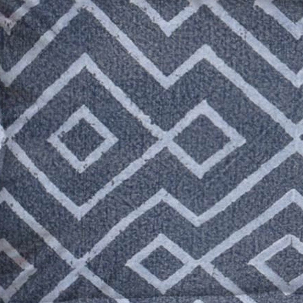 13" X 21" Blue And Gray Diamond Linen Throw Pillow Cover with Embroidery — view 2