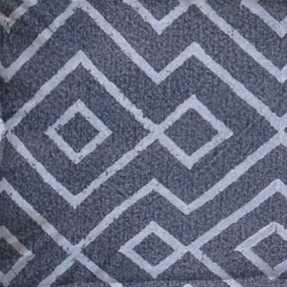 13" X 21" Blue And Gray Diamond Linen Throw Pillow Cover with Embroidery