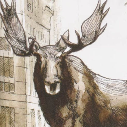 18" Brown And Cream Moose Linen Throw Pillow Cover