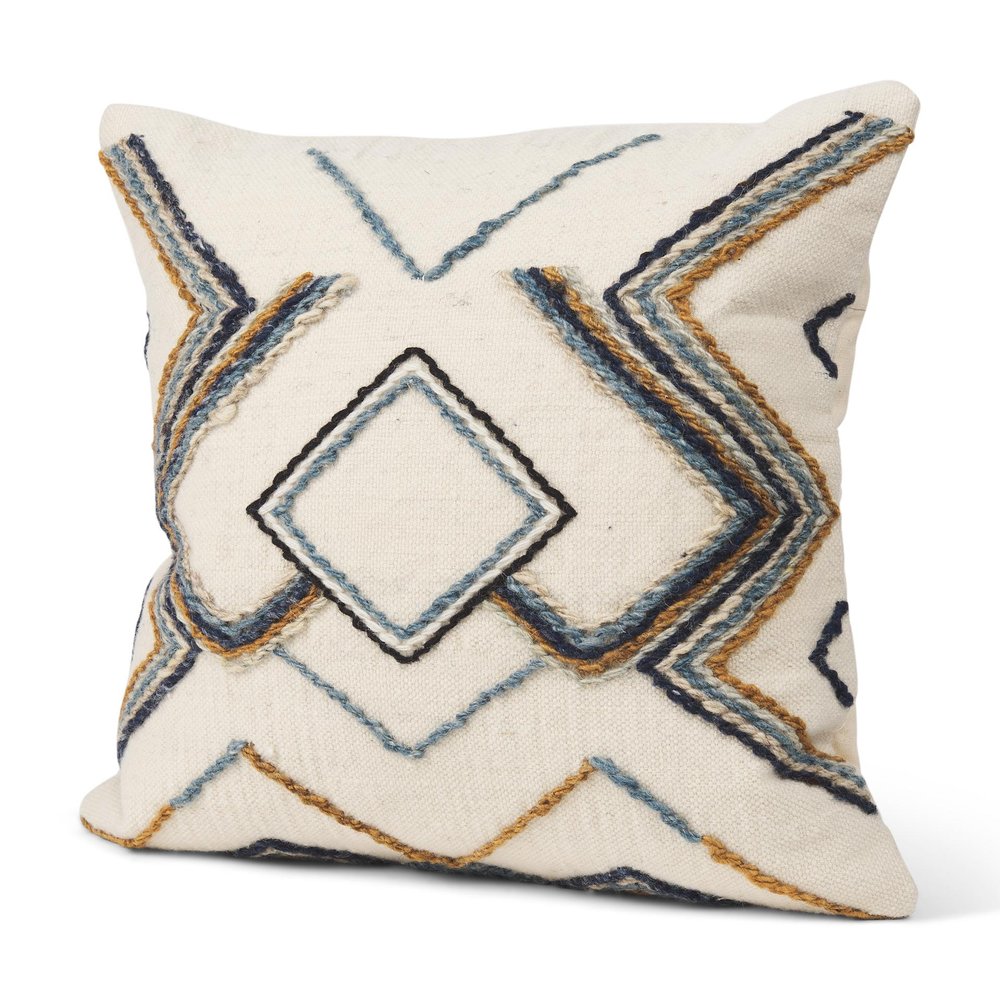 14" X 26" Beige And Dark Brown Lumbar Color Block Wool Blend Throw Pillow Cover with Texture — view 3