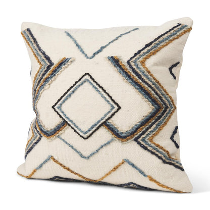 14" X 26" Beige And Dark Brown Lumbar Color Block Wool Blend Throw Pillow Cover with Texture