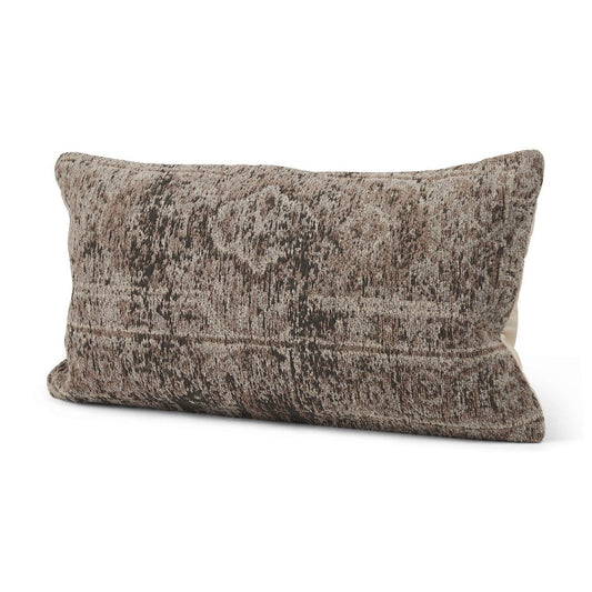 14" Gray Oriental Chenille Throw Pillow Cover HomeRoots