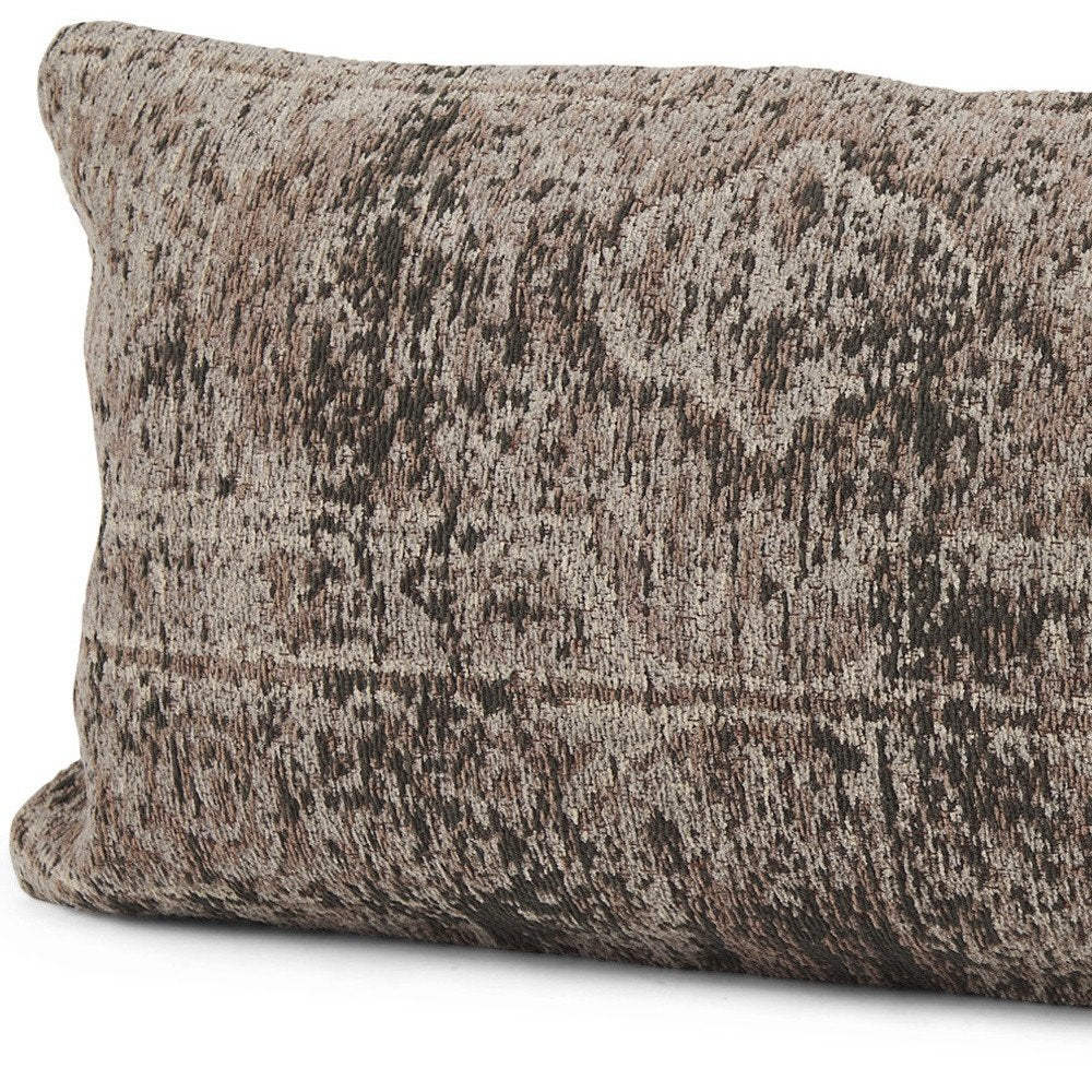14" Gray Oriental Chenille Throw Pillow Cover — view 3