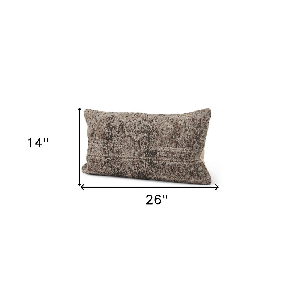 14" Gray Oriental Chenille Throw Pillow Cover