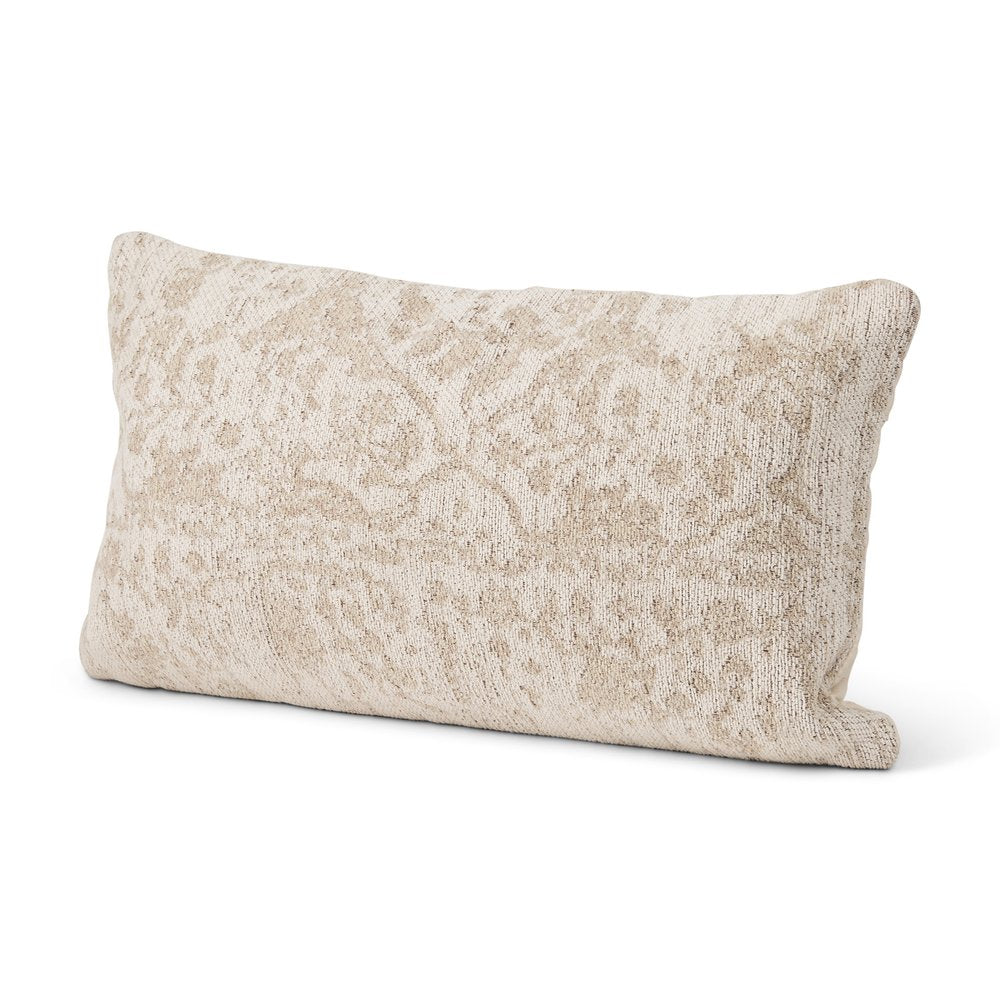 14" X 26" Cream And Beige Lumbar Abstract Cotton Throw Pillow Cover with Texture — view 1