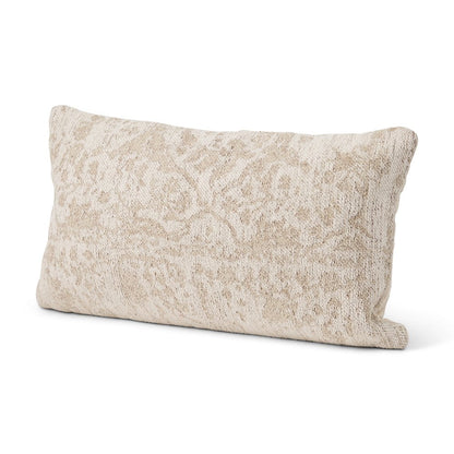 14" X 26" Cream And Beige Lumbar Abstract Cotton Throw Pillow Cover with Texture