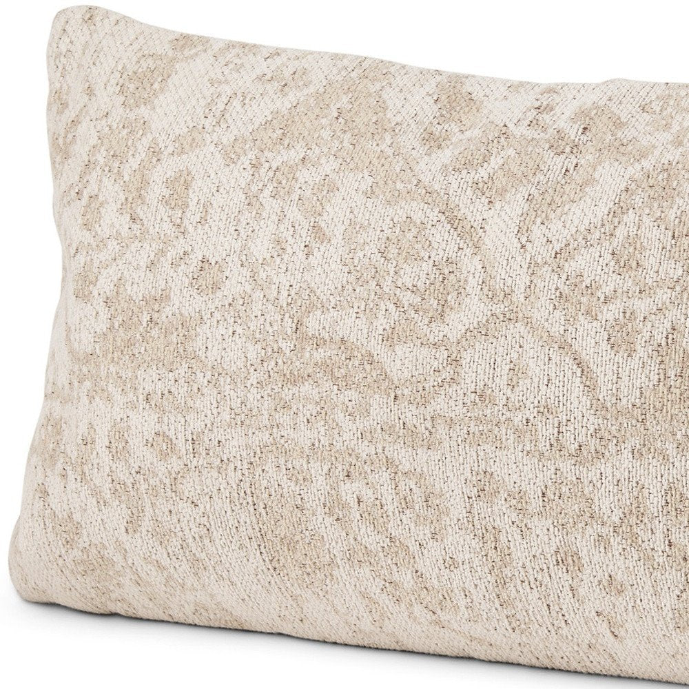 14" X 26" Cream And Beige Lumbar Abstract Cotton Throw Pillow Cover with Texture
