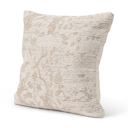 20" Cream And Beige Abstract Cotton Throw Pillow Cover with Texture