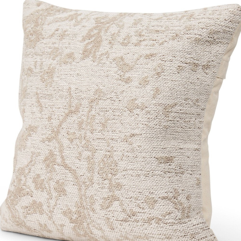 20" Cream And Beige Abstract Cotton Throw Pillow Cover with Texture — view 3