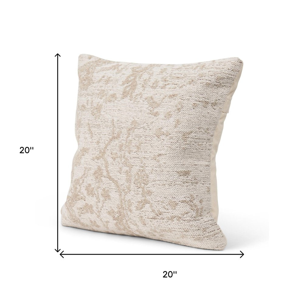 20" Cream And Beige Abstract Cotton Throw Pillow Cover with Texture — view 4