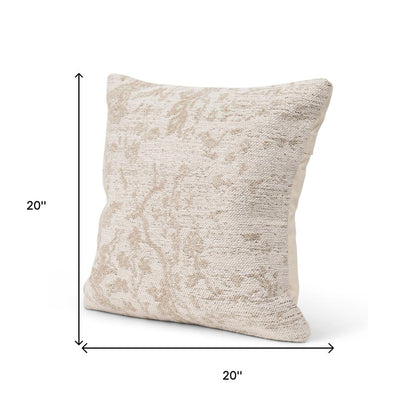20" Cream And Beige Abstract Cotton Throw Pillow Cover with Texture
