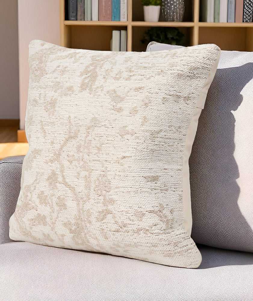 20" Cream And Beige Abstract Cotton Throw Pillow Cover with Texture — view 5