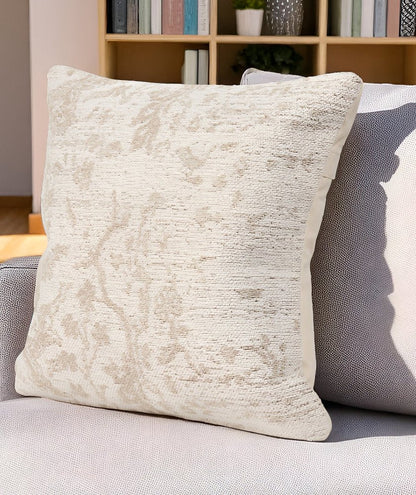 20" Cream And Beige Abstract Cotton Throw Pillow Cover with Texture