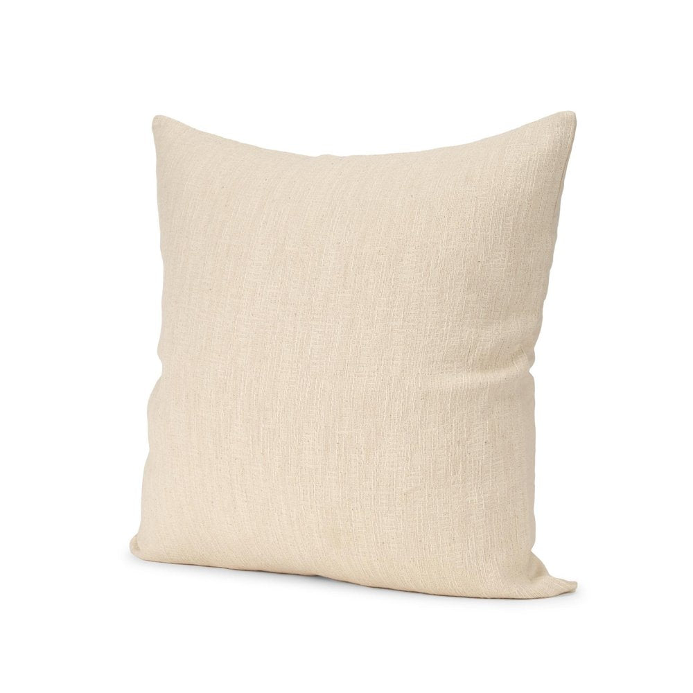 22" Cream Cotton Blend Throw Pillow Cover with Texture — view 1