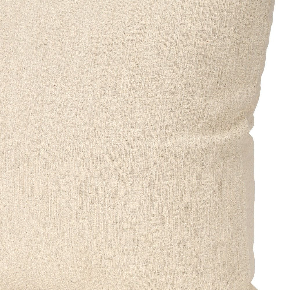 22" Cream Cotton Blend Throw Pillow Cover with Texture