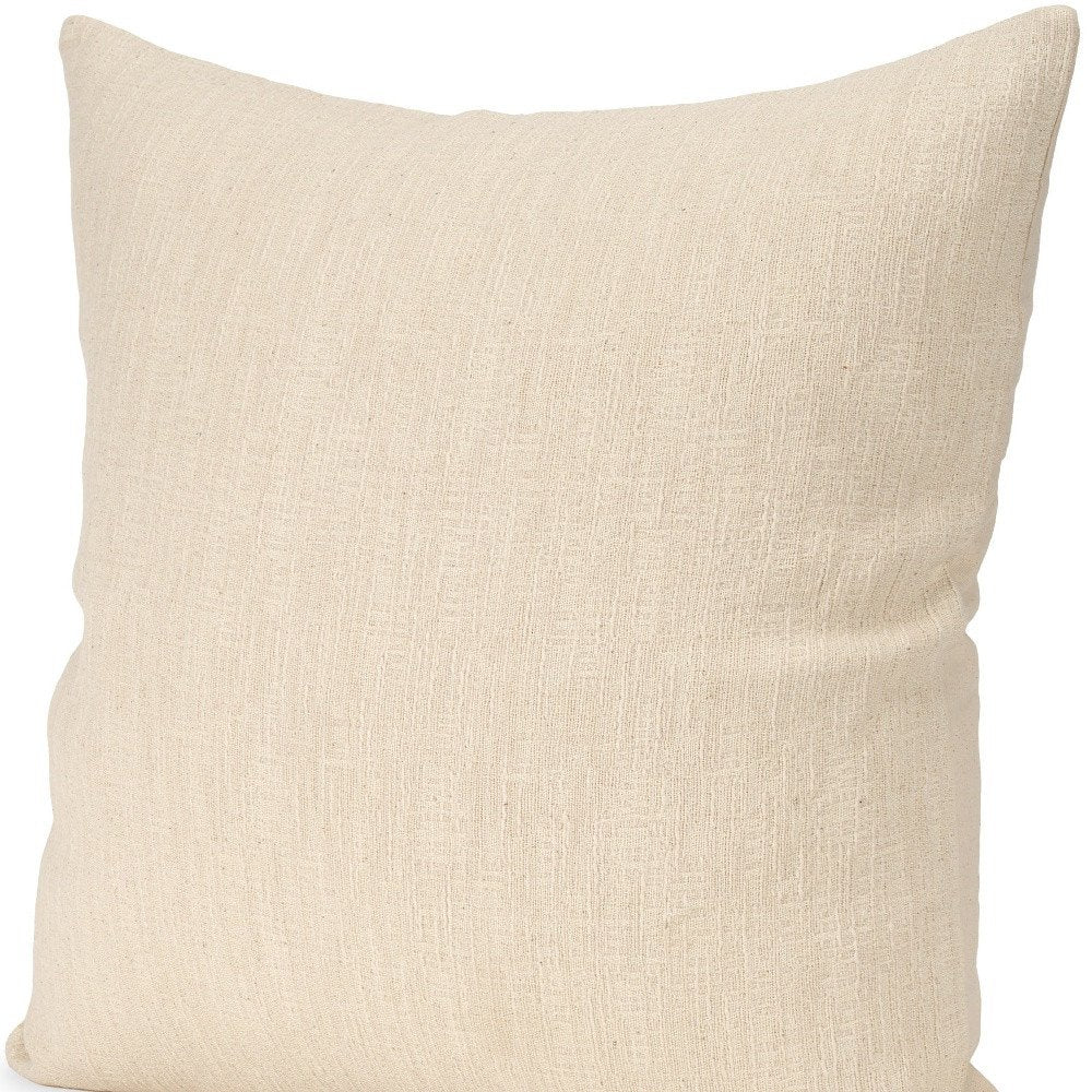 22" Cream Cotton Blend Throw Pillow Cover with Texture — view 3