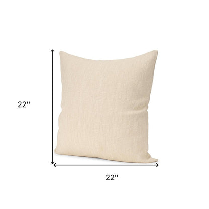 22" Cream Cotton Blend Throw Pillow Cover with Texture